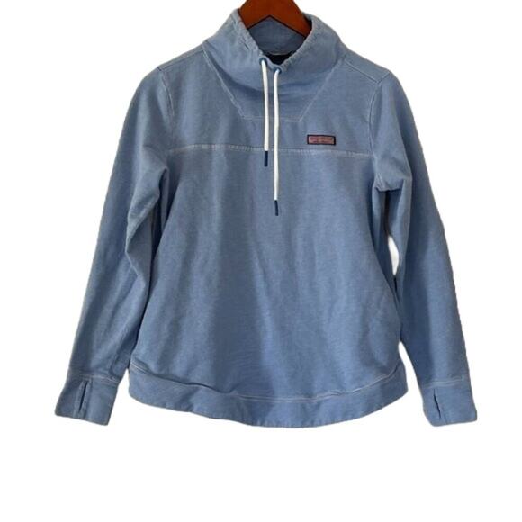 Vineyard Vines Cotton Sunwashed Blue Funnel Neck Relaxed Shep Shirt/Sweatshirt - Picture 1 of 12